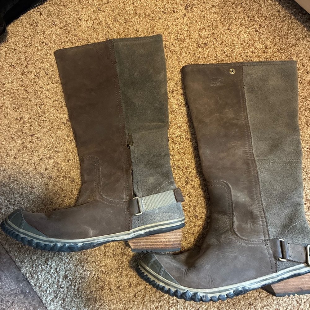 Sorel Dark Brown slimboot leather suede riding boot